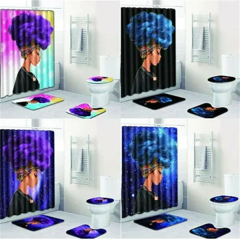 

3D Printing Waterproof Shower Curtain Pedestal Rug Toilet Cover Thickened Hole Free Door Window