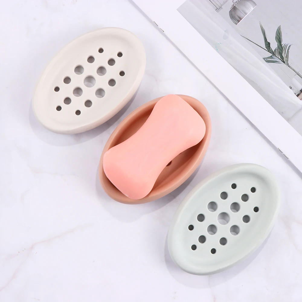 1PC 2 In 1 Bathroom Silicone Soap Holder Dish Storage Plate Wash Clothes Brush Container Tray Soap Drain Rack Bathroom Supplies