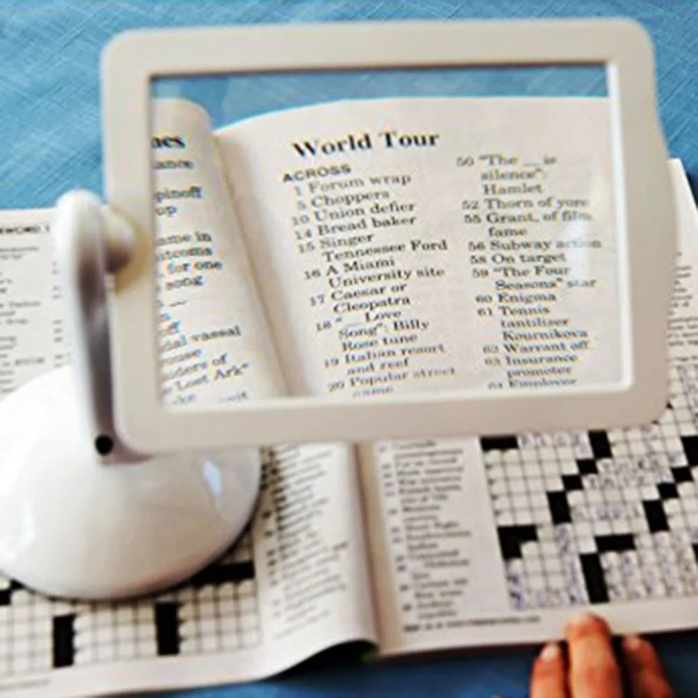 

LED Magnifier Brighter Viewer Reading Screen Hands-Free LED Screen Page Magnifier With Light In White Lamp Up To 3X Glass