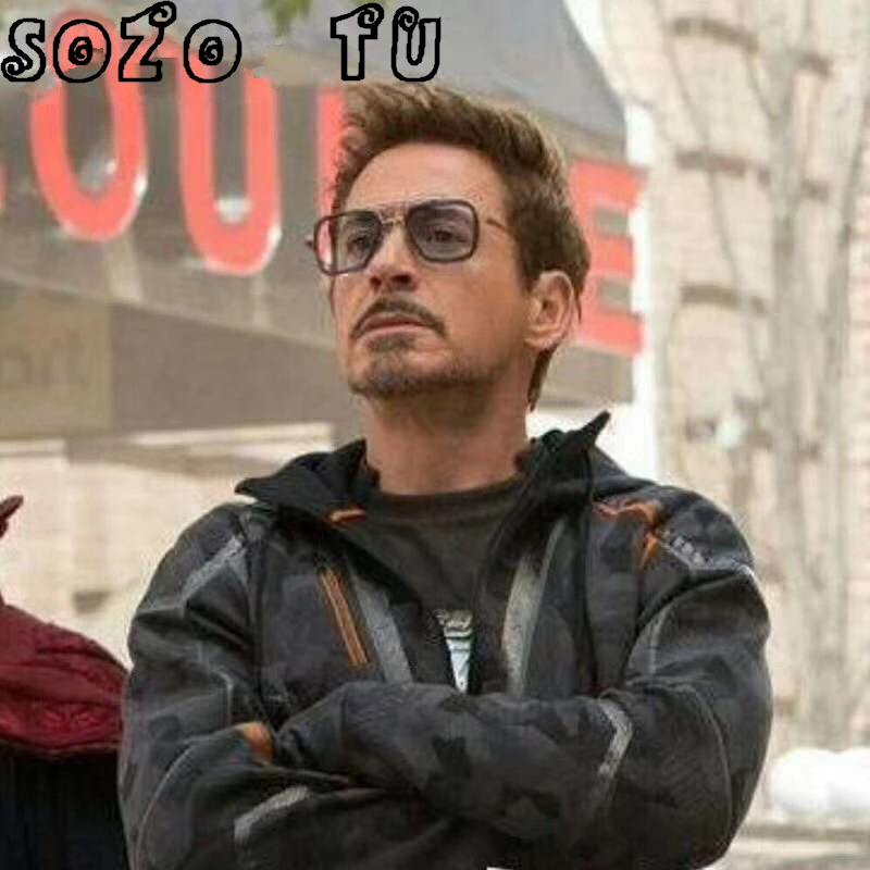 

IRON MAN TONY Square Sunglasses Men Mirrored 2018 Design Brand Sunglasses Vintage Eyewear Frame zonnebril heren Matsuda gozluk