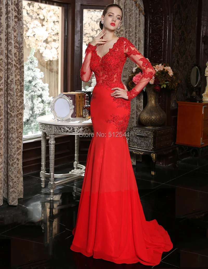 red trumpet evening gown