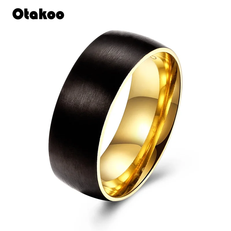 

Otakoo Mens RINGS 8 MM Wedding Band Black Pure Carbide Tungsten Engagement Ring for Men Brushed Mate Jewelery