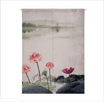 

XIAOKENAI Cotton Linen Curtain Half Curtain Chinese Style Vintage Bedroom Home Decoration Partition Curtain Bathroom Curtain