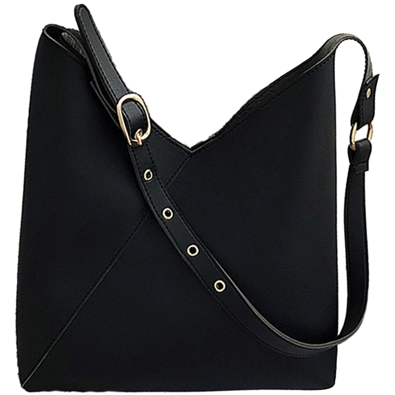 

JHD-Stitching Contrast Pu Leather Bucket Bag Ladies Messenger Bag Ladies Shoulder Messenger Bag Female Travel Handbag