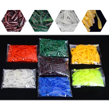 

HAODIAOZHE 50Pcs Fishing Lure Soft Bait Wobbles Worm Swimbaits 4.5cm 0.4g Silicone Lure isca artificial Cleaner Fishing YU343