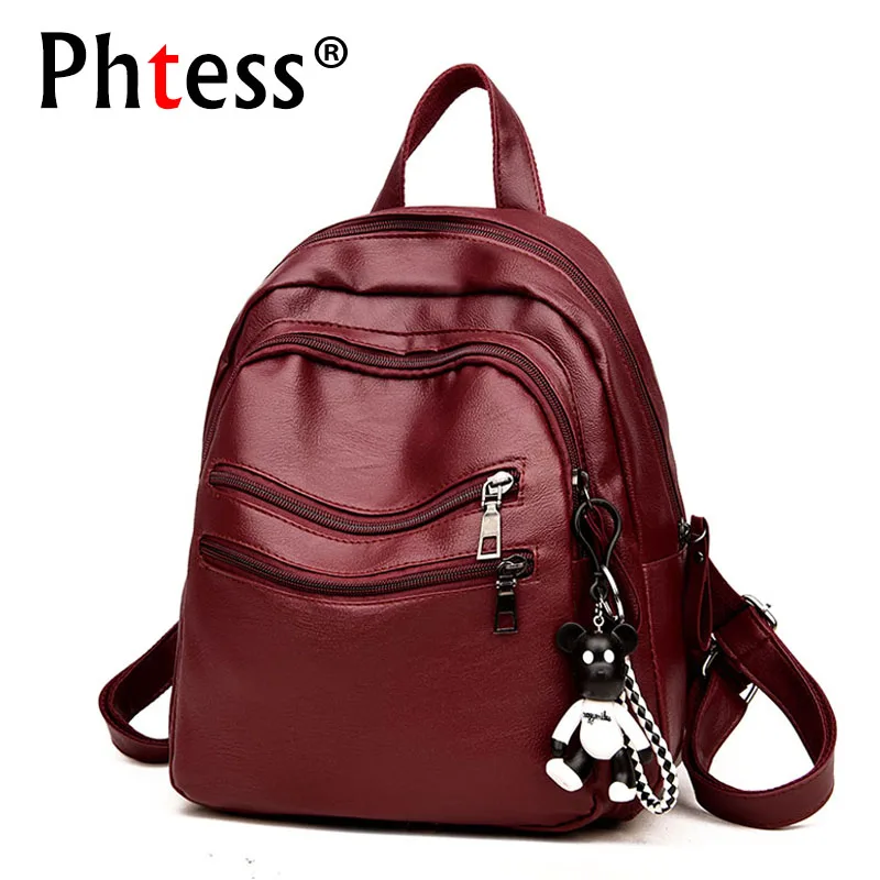 

2018 Women Leather Backpacks for Girls Sac A Dos Femme Vintage Bagpack Female Travel Rucksack School Backpack Mochila Mujer