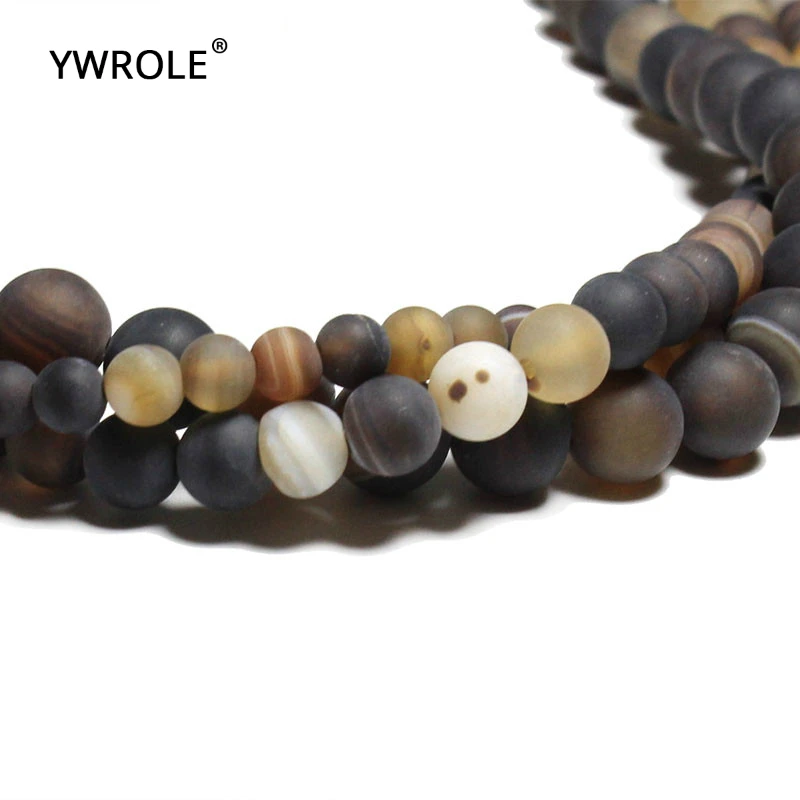 6/8/10mm Natural Dull Polish Stripe Agat Matte Stone Beads For Jewelry Making DIY Bracelet Material Strand 15'' Hand made |