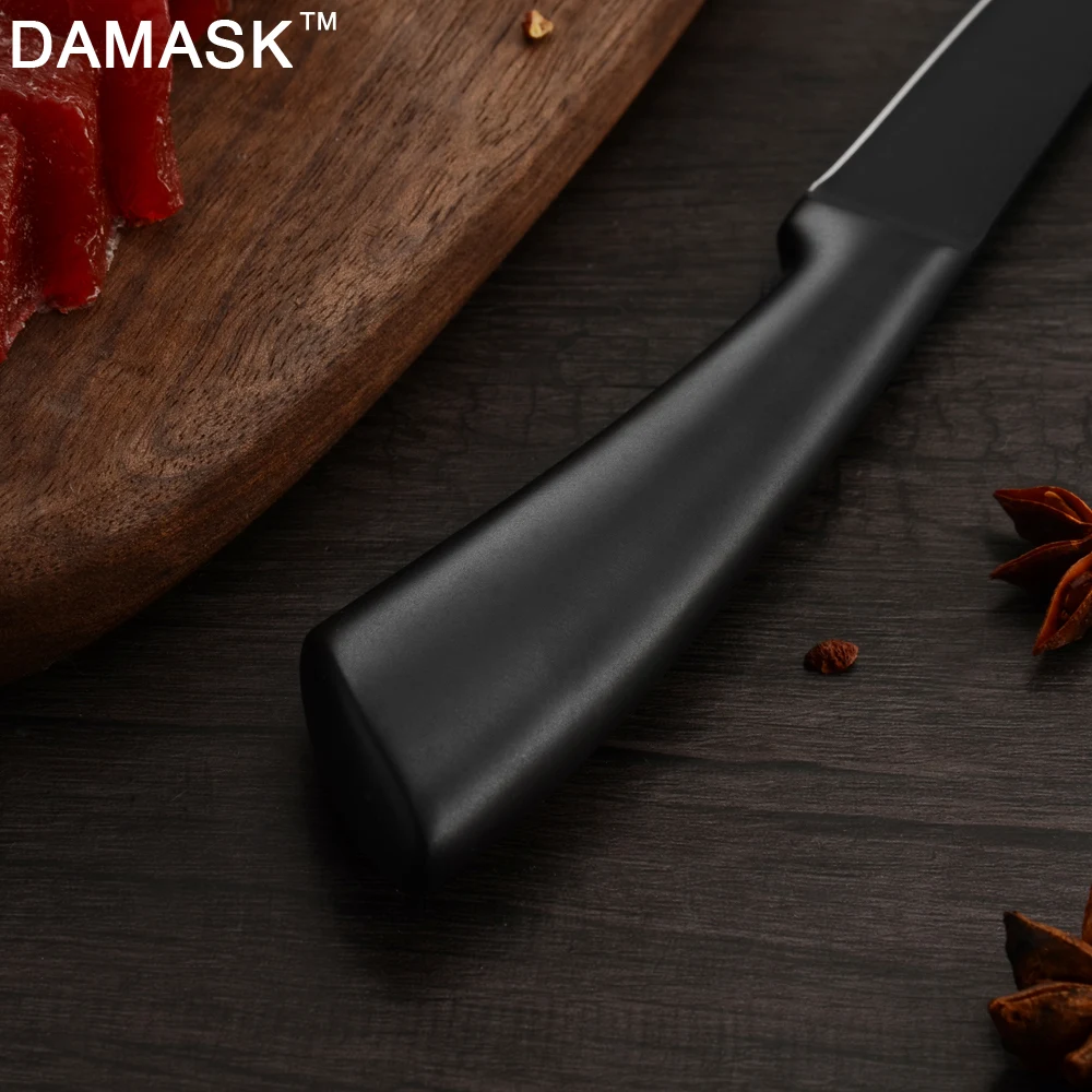 DAMASK черный кухонный нож ножи из нержавеющей стали японский Santoku утилита шеф