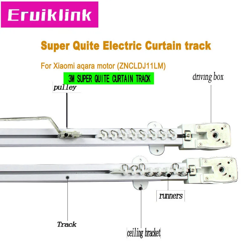  3M Quality Automatic Electric Curtain Track for Xiaomi aqara/Dooya KT82/DT82 motorSuper quite Curta