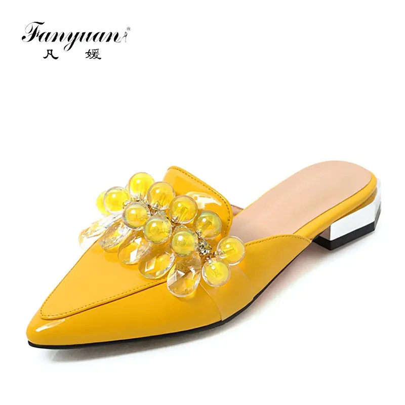 fanyuan 2019 Large Size 48 Pointed Toe Classics Mules Elegant women's Flats Classics Fashion Mature Lady Elegant women's Shoes
