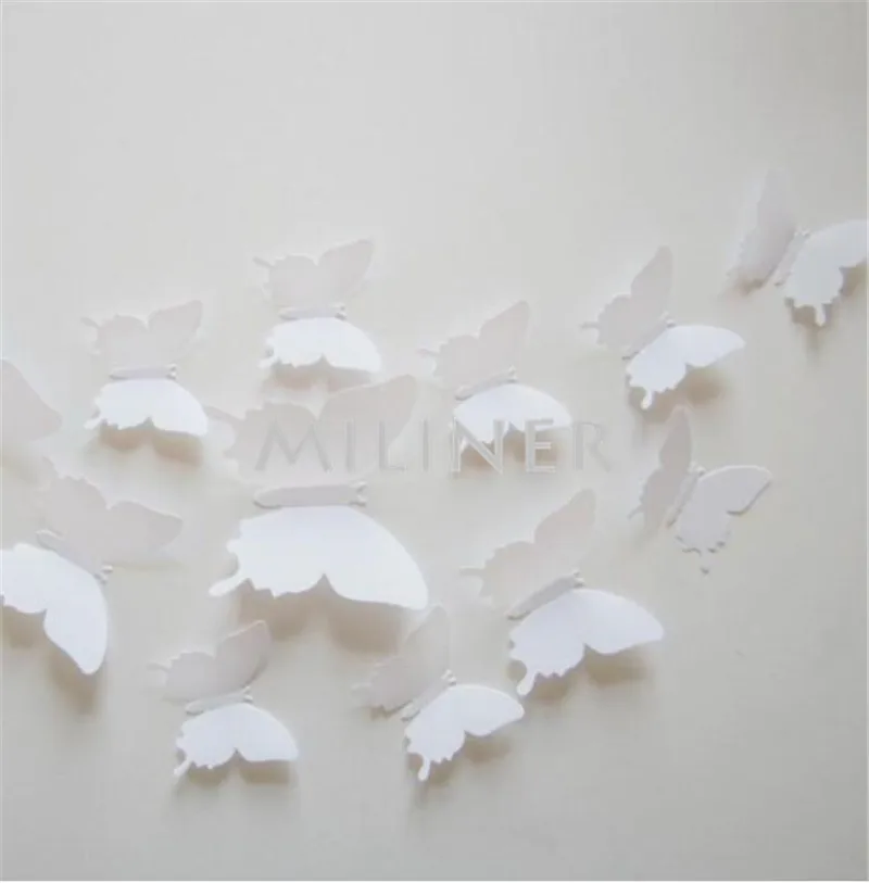 light white 12 шт. ПВХ 3d бабочка Настенный декор милые бабочки настенные наклейки художественные наклейки украшение дома комнаты стены искусства - Цвет: light white