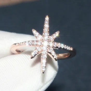 

Fashion Luxury ngagement Snowflakes Flower Antique Cubic Zirconia White Gold/Rose Gold Color Women Jewelry Gifts