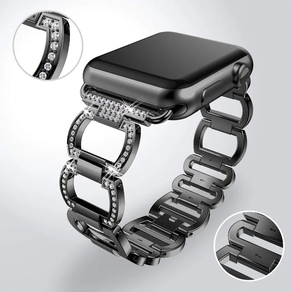 Ceny Metalowe ze stali nierdzewnej kobiety bransoletka dla apple watch series 4 3 2 1 38 MM 42 MM taśma metalowa pasek do zegarka Iwatch 4 40 MM 44 MM pasek do zegarka