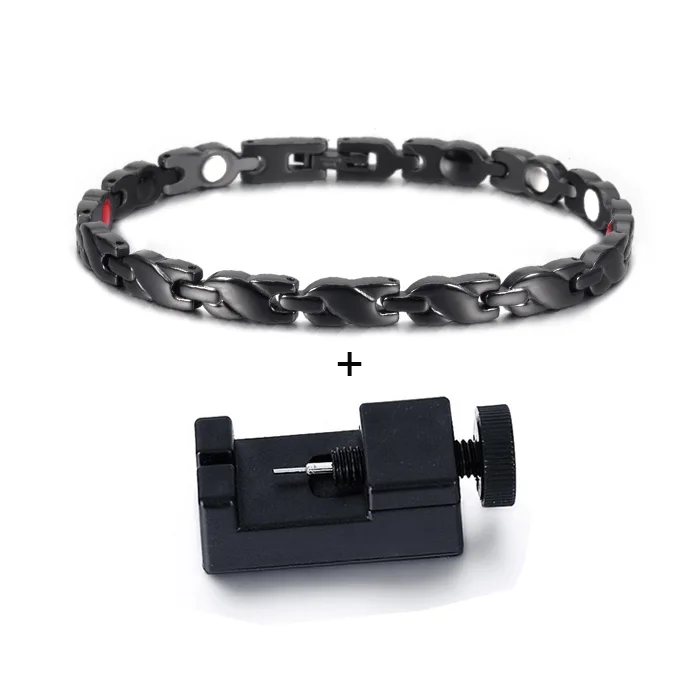 black with tool Магнитные браслеты Vinterly для женщин, энергетический крест для здоровья, браслет из нержавеющей стали, Женский позолоченный браслет-цепочка - Окраска металла: black with tool