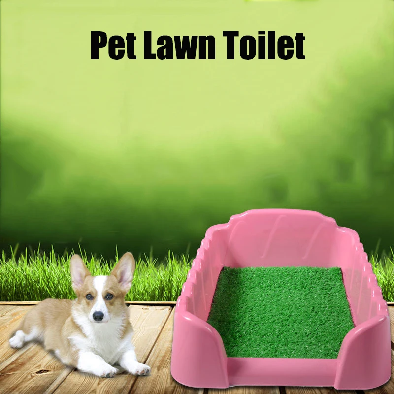 

Plastic Dog Potty Toilet with Fence Grass Mat Potty Training Pad Tray Toilet for Indoor and Outdoor Size:S/M