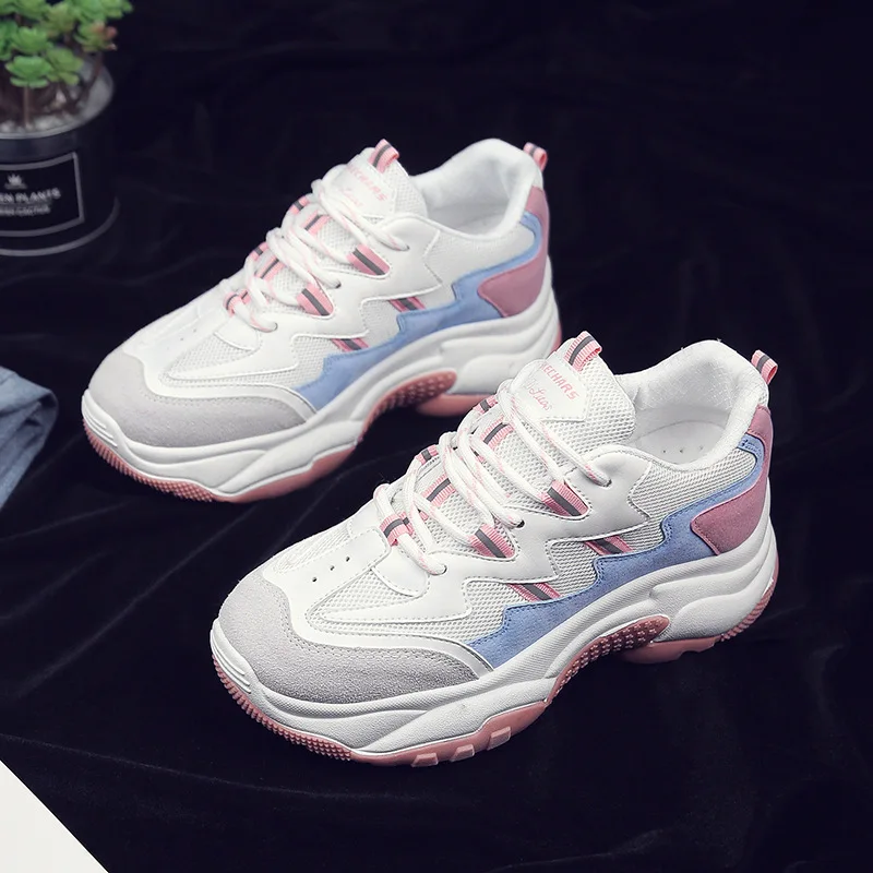 

2019 new Fashion casual wild women's shoes Mesh cloth women's shoes Thick-soled versatile Korean women's shoes