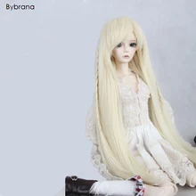 Парик Bybrana BJD для 1/3, 1/4, 1/6, высокотемпературное волокно, для девочек, двойной закрученный косичка, прямые волосы для кукол