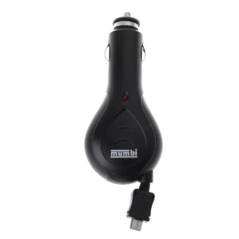 

Micro Black USB Retractable Cable Car Charger for Cell Phones i9100 HTC