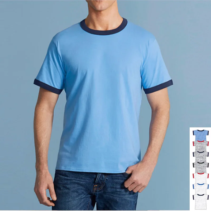

Retail Blank O-Neck t shirt men Patchwork top t-shirts Male Cotton shirts Solid Active tees Unisex shirt canbe custom logo