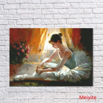 

Free shipping Ballet girl painting modern Handpainted figure Oil Painting wall art on Canvas for living Room home Decor Picture