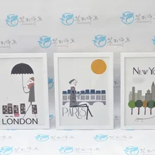 Домашний декор 43*33 см рамка Париж Лондон Нью-Йорк спальня детская комната, кухня Современное украшение мультфильм Европа искусство рисование