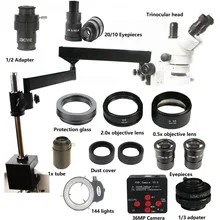 3.5X 7X 45X 90X 180X Zomm Тринокулярный Стерео артикуляционный рычаг зажим микроскоп 36MP HDMI USB пайка камера Телефон PCB инструменты для процессора