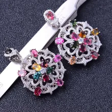 Натуральные разноцветные турмалины кулон S925 Серебряный натуральный драгоценный камень кулон Цепочки и ожерелья Модные шар Ferris wheel для женщин, ювелирные изделия для девушек