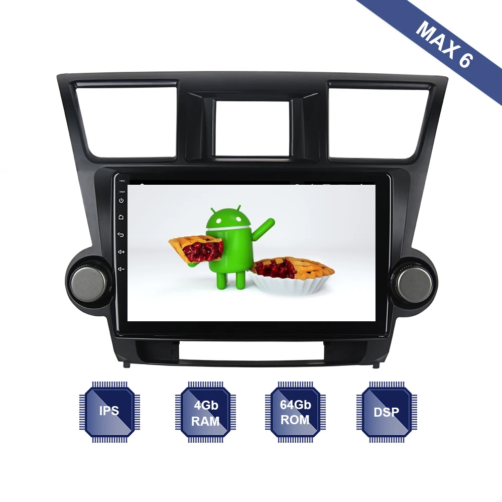 

Android 9.0 Car Radio 2 Din GPS Navi for Toyota Highlander 2009 2010 2011 2012 PX6 DSP IPS Screen 4Gb+64Gb HDMI RDS WIFI BT SWC