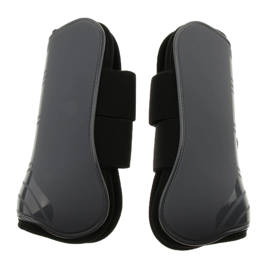 1 Pair Horse Leg Boots Front Legs Protection, PU and Neoprene, Impact and Shock Reduction