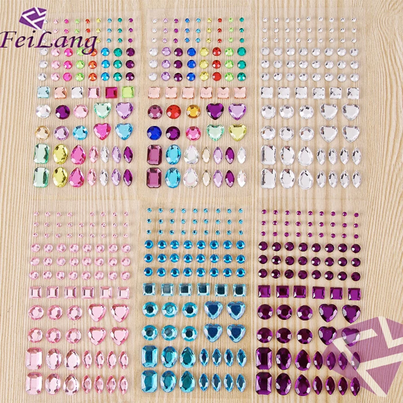 

Black Friday 78 Pcs Mix Size Multicolor Acryl Glitter Crystal Rhinestones Correction on Self Adhesive Iron Flatback Strass Dress