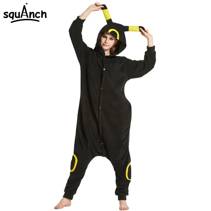 

Cartoon Onesie Kugurumi Umbreon Pajamas Girl Women Adult Black Sleepwear Party Jumpsuit Winter Sleep Overalls Anime Outfit