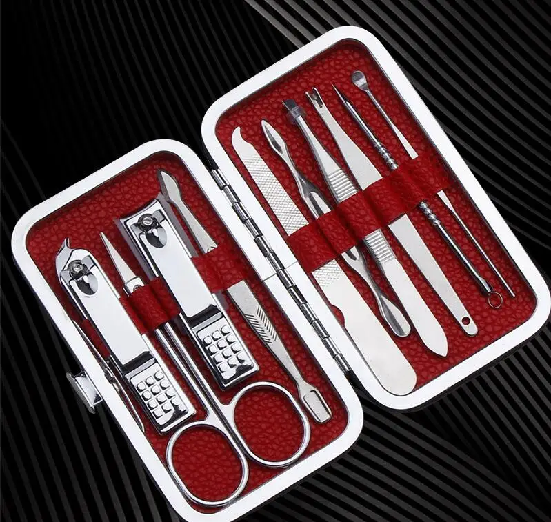 Corated 10 шт./пакет Acne маникюрный набор инструментов бровей Pen пинцет для бровей Триммер Бритвы Маникюрные ножницы Средства ухода для век Красота Essential - Цвет: Красный
