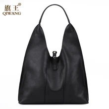 QIWANG Designer Women Handbag Female Genuine Leather Bags Handbags Ladies Portable Shoulder Bag Office Ladies Hobos Bag Large
