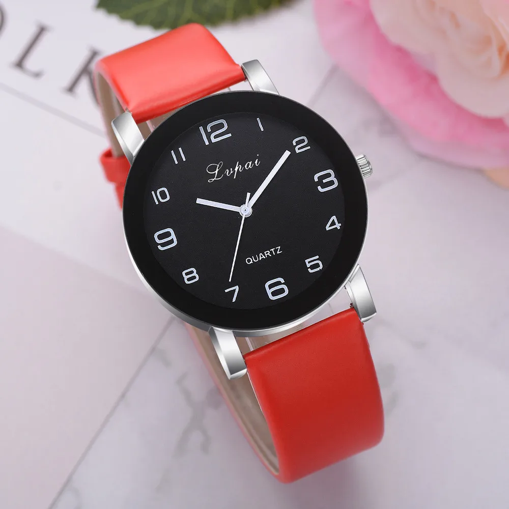 Lvpai Женские повседневные кварцевые часы с кожаным ремешком аналоговые наручные часы