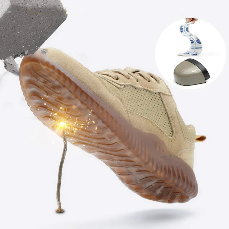 الصيف السلامة حماية حامي الأحذية جلد الصلب حذاء مزود بفتحة للأصابع تنفس مزيل العرق عدم الانزلاق أحذية عمل الصيف السلامة حماية حامي الأحذية جلد الصلب حذاء مزود بفتحة للأصابع تنفس مزيل العرق عدم الانزلاق أحذية عمل