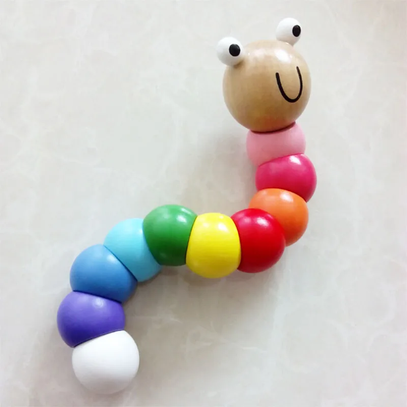

Wooden Toys Variety Color Caterpillars Shilly Insects Educational Toys Exercise Your Baby Finger Flexible