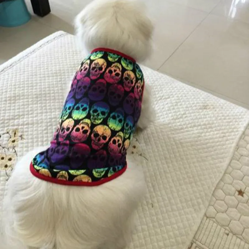 Одежда для маленьких собак с рисунком черепа и крыльями; летняя футболка для питомцев; одежда для щенков, чихуахуа; костюм; Ropa Para Perros