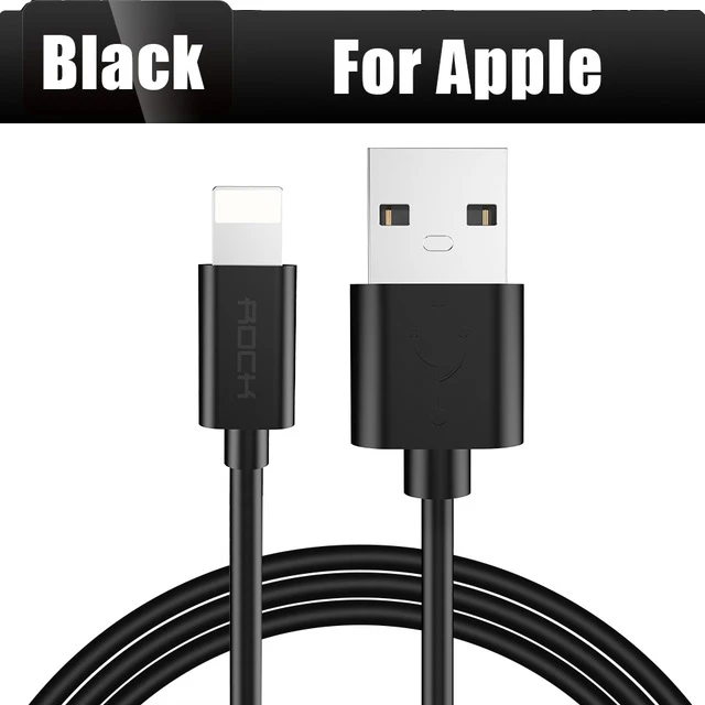 Black for iphone ROCK 2.4A USB кабель для быстрой зарядки и передачи данных Micro usb type-C кабель для samsung Xiaomi кабель для синхронизации данных и зарядки мобильного телефона для iPhone - Цвет: Black for iphone