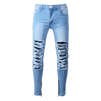 

Hole Jeans Men 2018 Straight Denim Pants Strech Jean Hombre