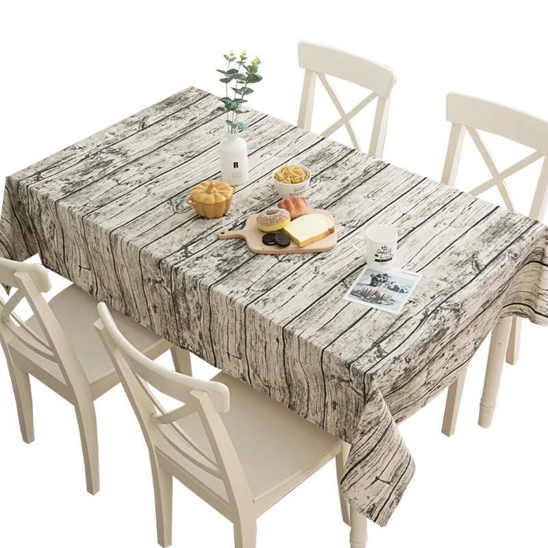 

Pastoral Style Vintage Bark Wood Grain Printed Tablecloth Cotton Linen Blending Table cloth Cute Table Cover Accept Customized