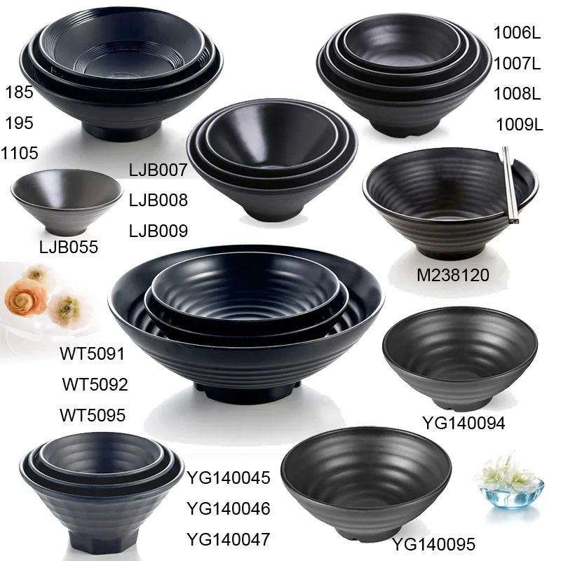 

Black Frost Restaurant Noodle Bowl Hotel Big Round Bowl A5 Melamine Dinnerware Imitation Porcelain Tableware Whorl Soup Bowl