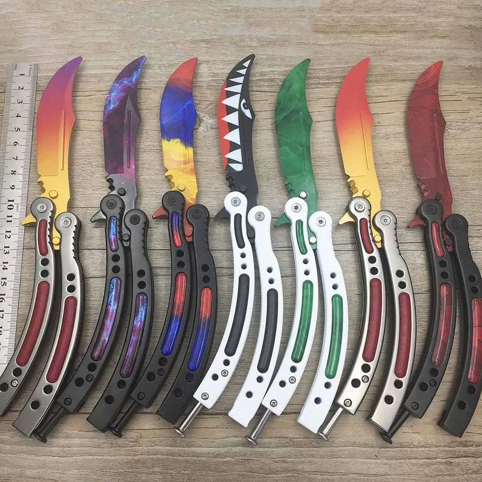 Swayboo butterfly in knife CS GO Karambit Knife practice folding Knife butterfly trainer game knife dull blade no edge tool Swayboo butterfly in knife CS GO Karambit Knife practice folding Knife butterfly trainer game knife dull blade no edge tool
