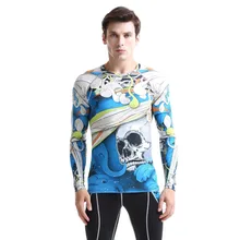 Сублимационный Кемпинг компрессионный базовый слой спортивные, облегающие мужские футболки для тренировок на открытом воздухе мужские футболки потоотводящие