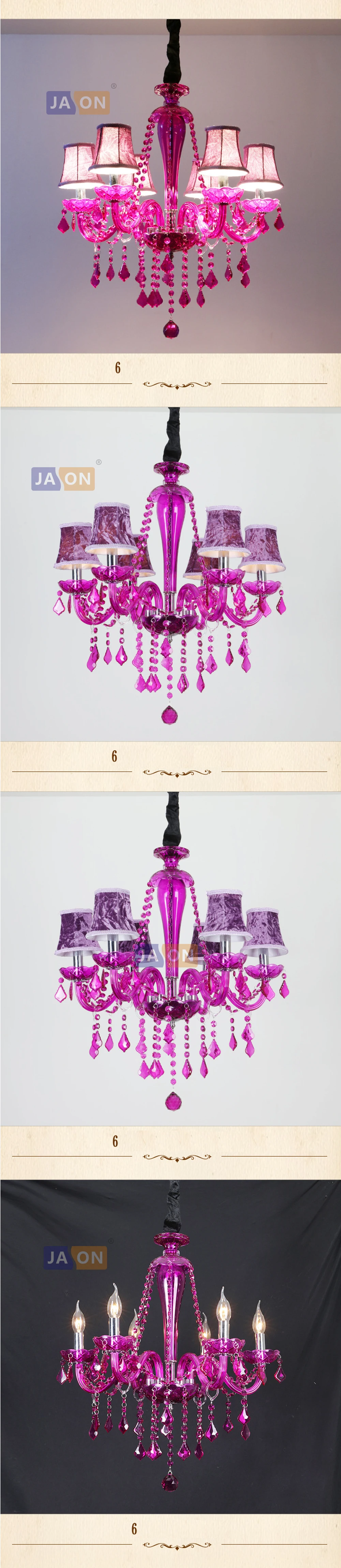 Led e14 Европейский металлический хрустальный стеклянный материал пурпурная люстра освещение Lamparas De Techo подвесной светильник Lampen для фойе