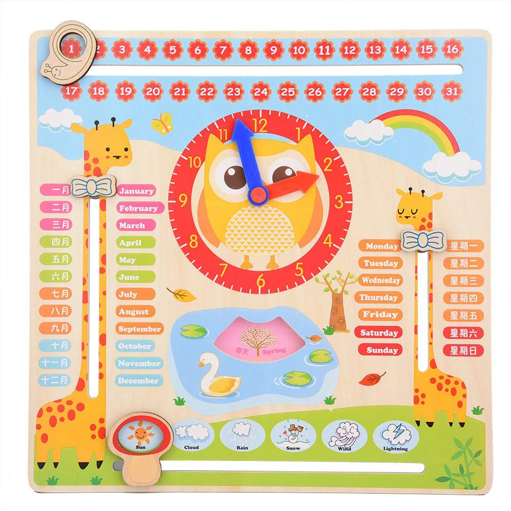 Детские развивающие деревянные игрушечные часы доска-календарь развивающие часы шоу календарь диаграмма Дата сезон погода дети когнитивные игрушки