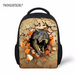 Twoheartsgirl коричневый 3d принтом динозавра школьная сумка маленький 12-дюймовый для маленьких детей Детский сад Bookbags персонализированные