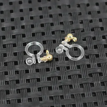 

Stainless Steel Ball Head with Loop Clip Back Invisible Clip on Earrings DIY Findings Plastic Clear U Shape Non-pierced Earring