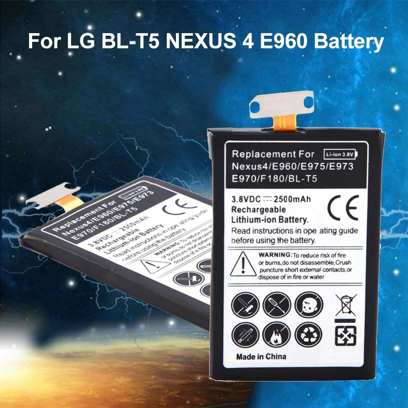 Для LG bl-t5 Nexus 4 E960 E975 E973 E970 F180 телефон Батарея 3.8 В 2500 мАч Замена встроенный