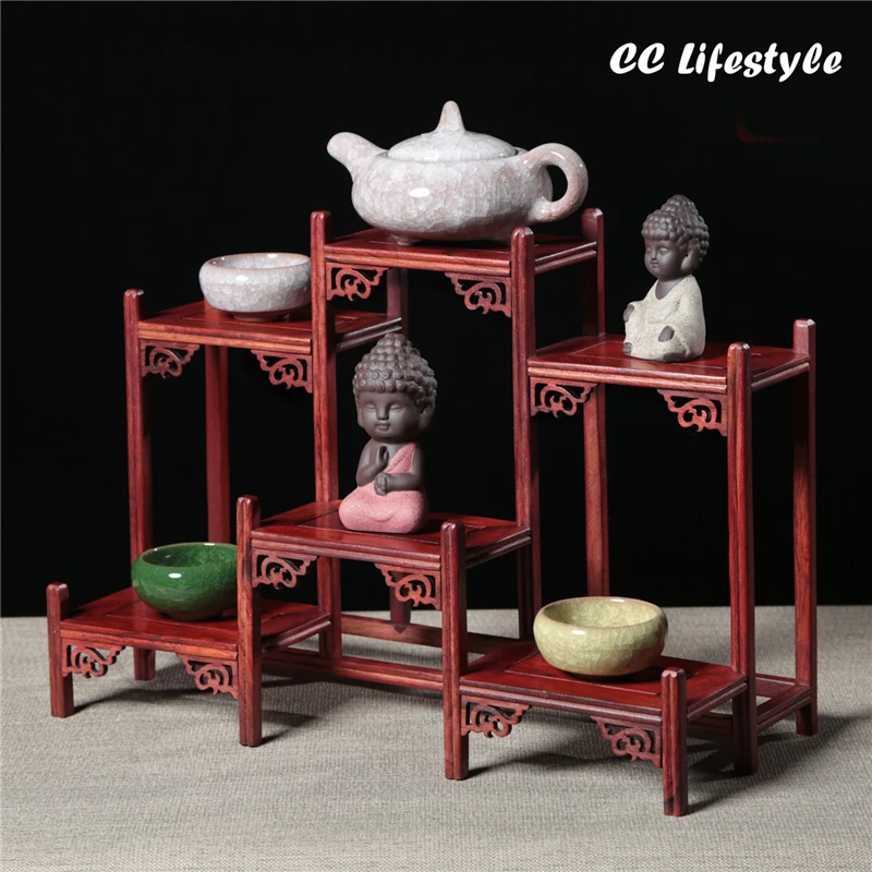 Exquisite wooden shelf exhibit Display Holder vintage home decor