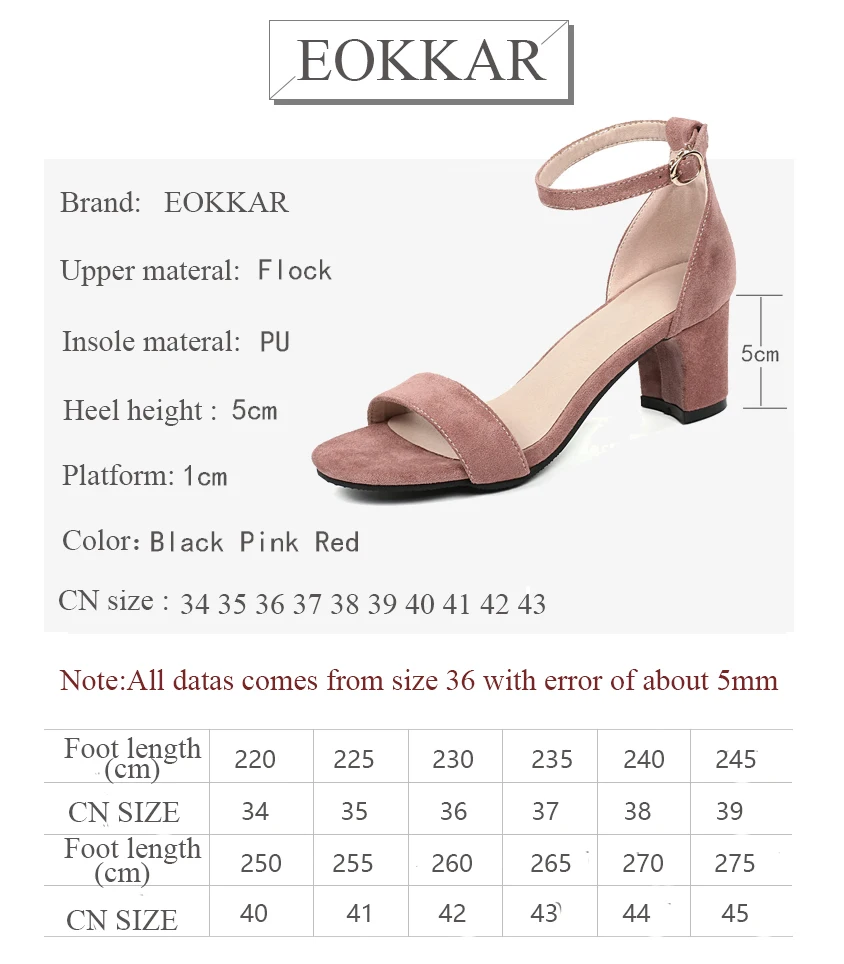 Женские босоножки Eokkar 2019 модная обувь из флока с открытым носком универсальная